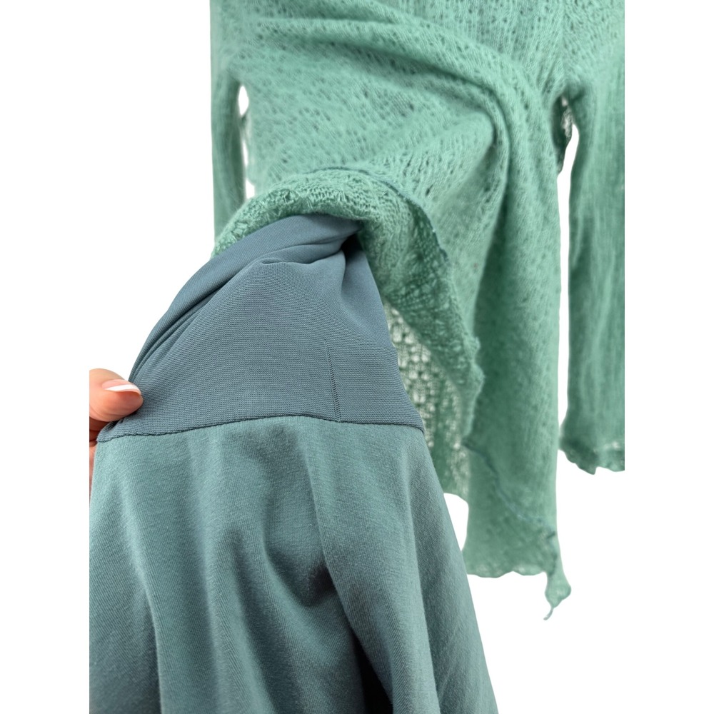 Pretty Angel Sage Green Crochet Ruffle Layered Tunic Dress Cottagecore Small - Picture 8 of 9